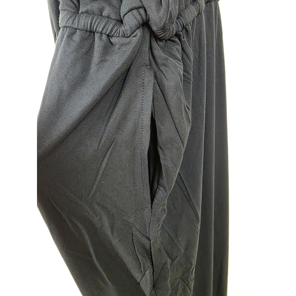 Skinnygirl Jumpsuit Womens XL Miranda Black Pockets Tie Waist Stretch Lounge - Picture 5 of 16